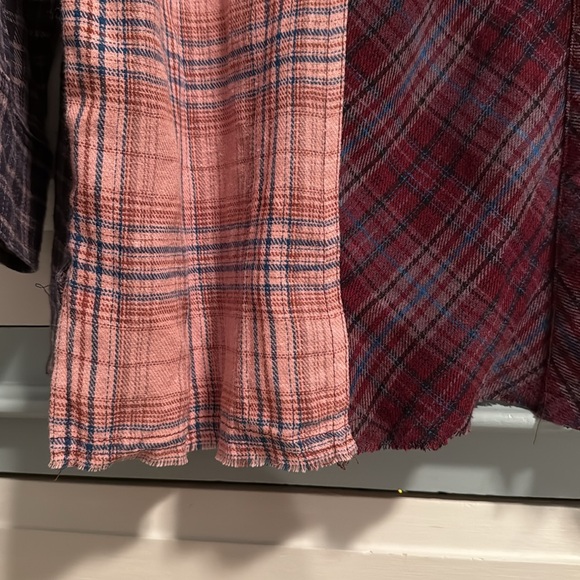 Upcycled BLONDIE Graphic Tee On REWIND Mixed Patterns Flannel Shirt Size XL - Picture 8 of 8